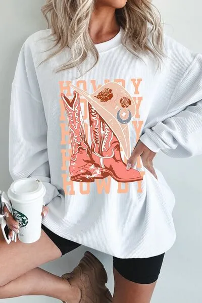 Howdy Graphic Long Sleeve Sweatshirt