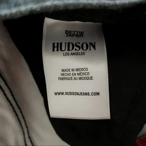 Hudson Bettie High Waisted Mixed-Media Plaid Tapered Jeans
