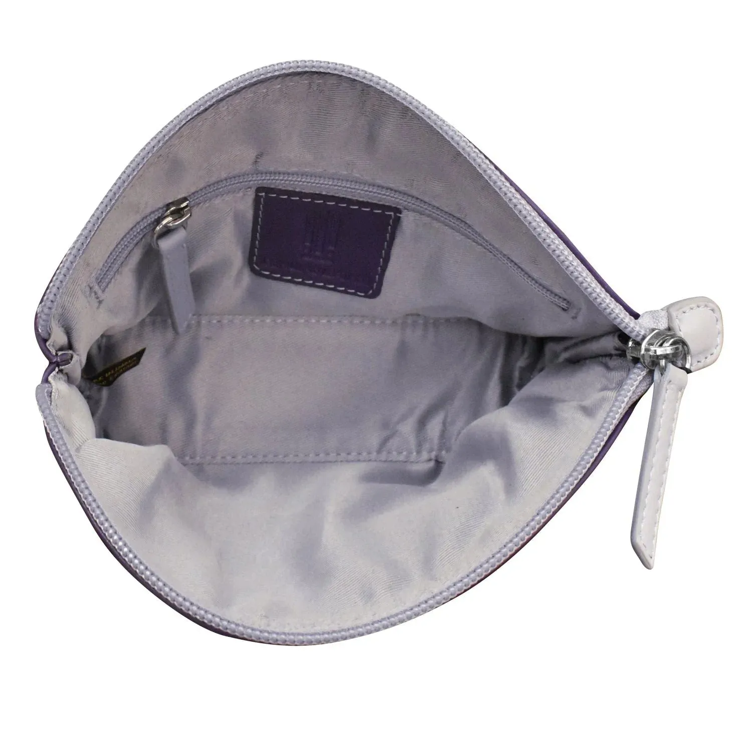 ILI New York Double Heart Cosmetic Case Bag Leather Handbag Purple Lav Purse NEW