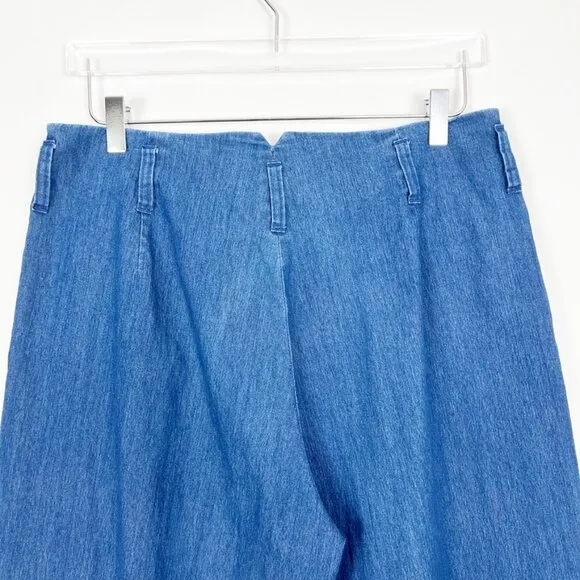 J. Peterman Wide Leg High Waisted Denim Trouser Jean Medium Wash Women's Size 12