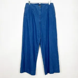 J. Peterman Wide Leg High Waisted Denim Trouser Jean Medium Wash Women's Size 12