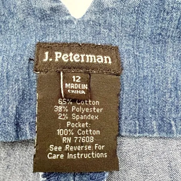 J. Peterman Wide Leg High Waisted Denim Trouser Jean Medium Wash Women's Size 12