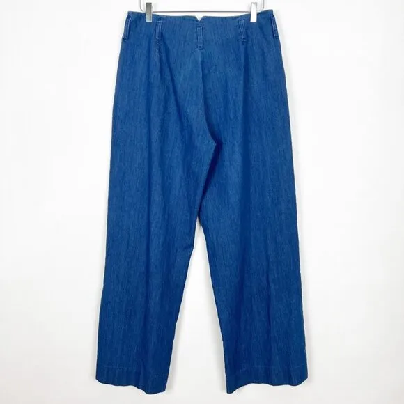 J. Peterman Wide Leg High Waisted Denim Trouser Jean Medium Wash Women's Size 12
