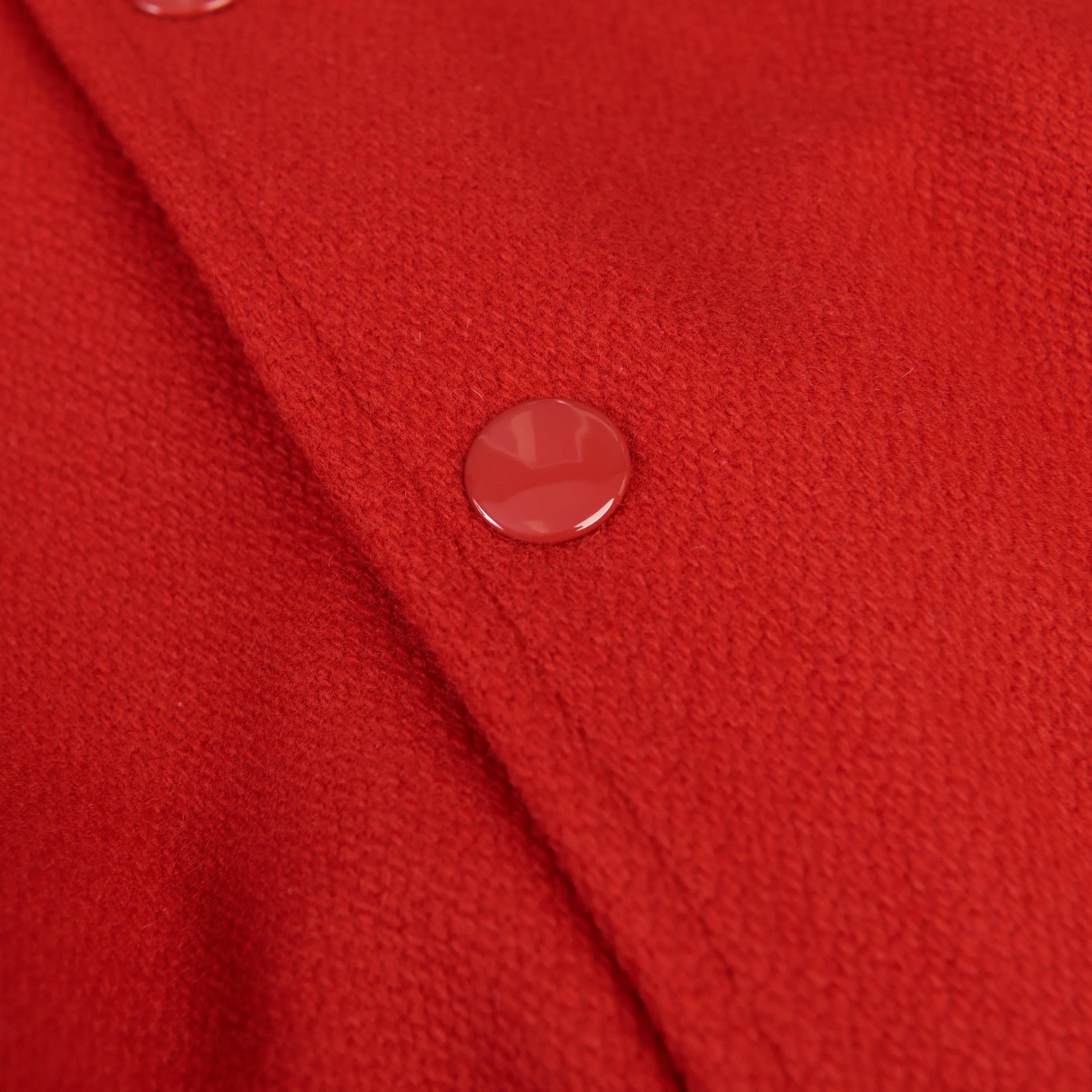 Jackson Teddy Jacket - Red Textured Wool, 'C' Patch, Leather Details