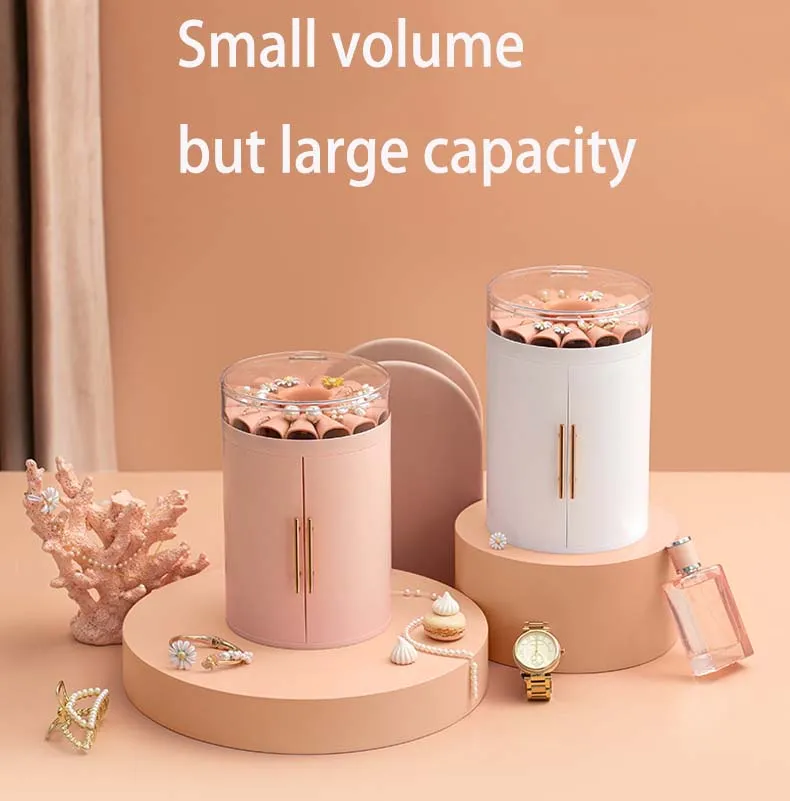 Jewelry Box Organizer Multifunctional 4 Layers Drawers Jewelry Box Double-Door Organizer