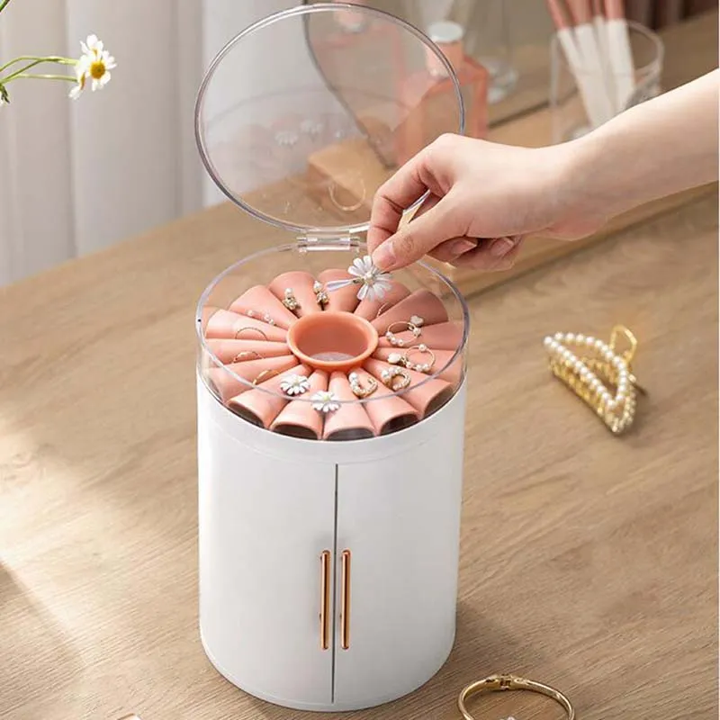 Jewelry Box Organizer Multifunctional 4 Layers Drawers Jewelry Box Double-Door Organizer