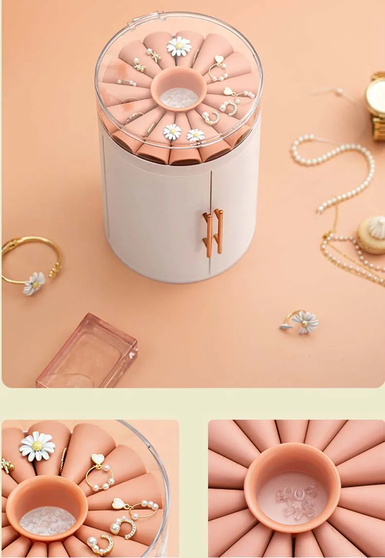 Jewelry Box Organizer Multifunctional 4 Layers Drawers Jewelry Box Double-Door Organizer