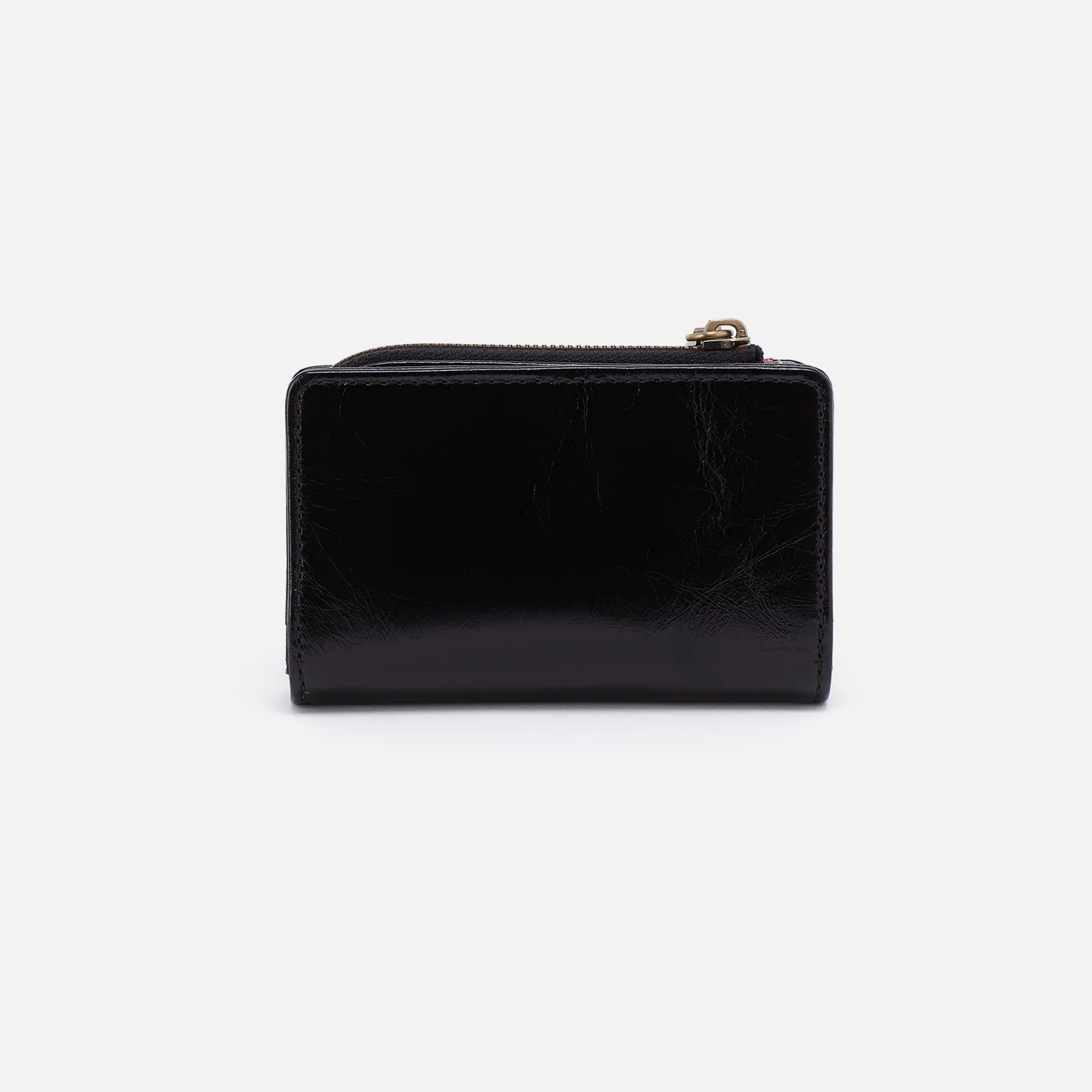 Jill Card Case In Polished Leather - Black