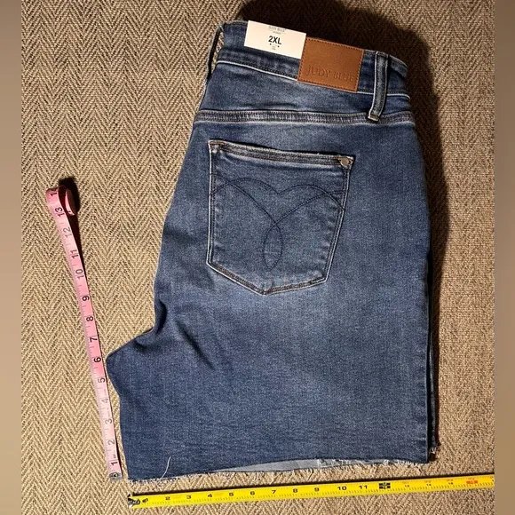 Judy Blue 2XL denim jean shorts hi waist raw hem medium wash JB15277 MD NWT
