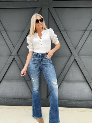 Judy Blue Contrast Destroy Flare Jeans