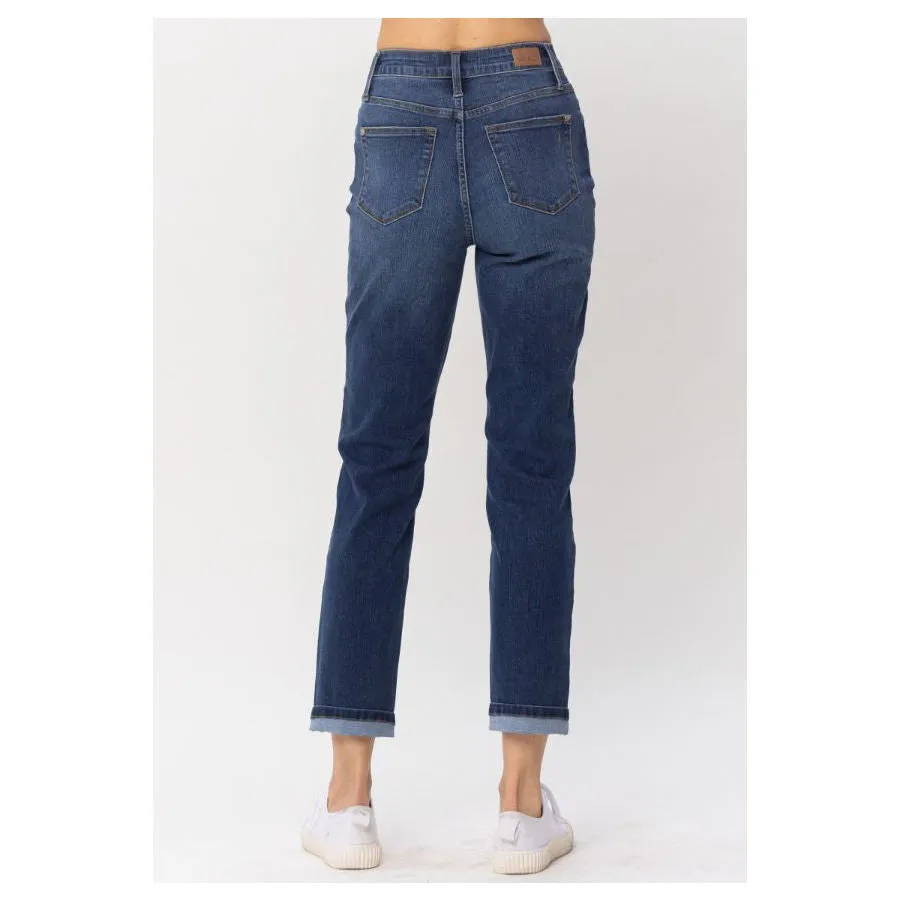 Judy Blue Sustainable Cool Boyfriend Cuffed Denim