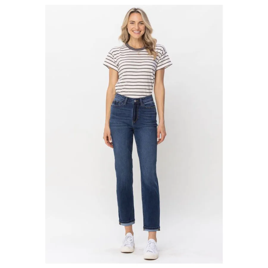 Judy Blue Sustainable Cool Boyfriend Cuffed Denim