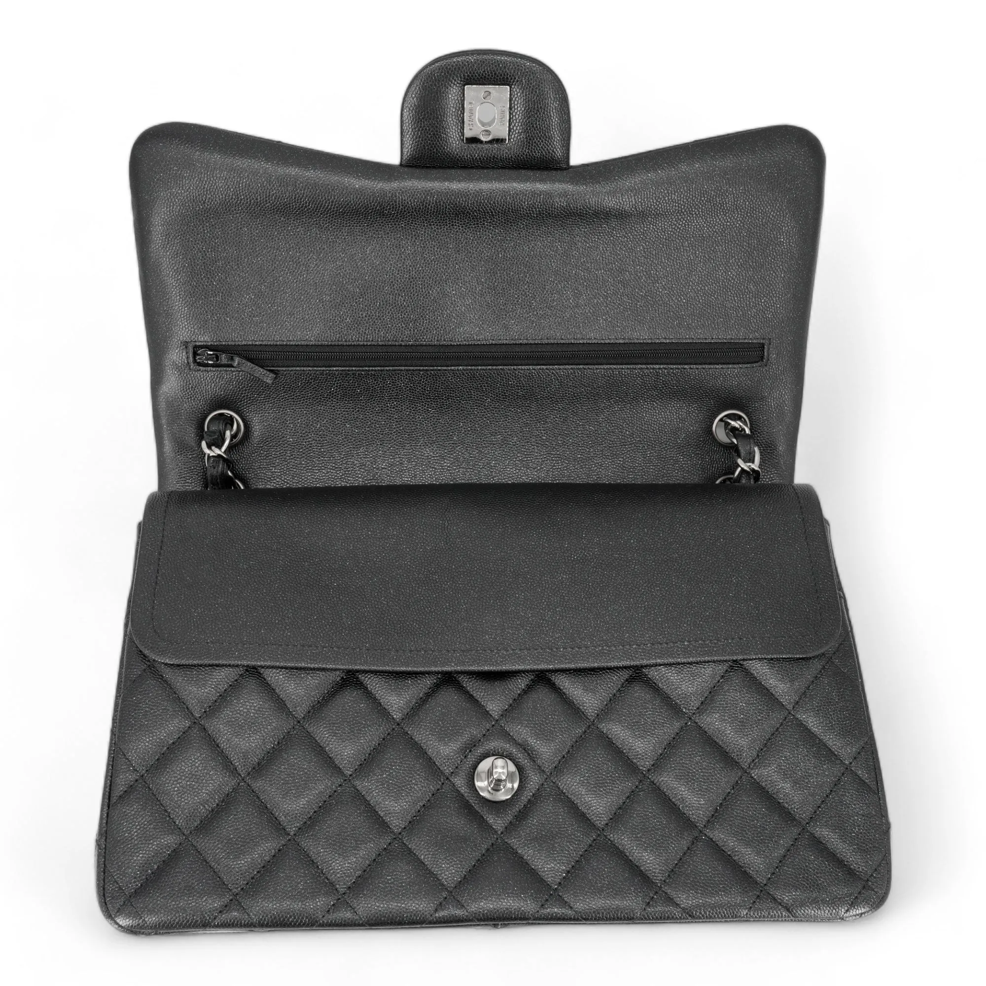 Jumbo Classic Double Flap Bag in 18C Iridescent Black Caviar