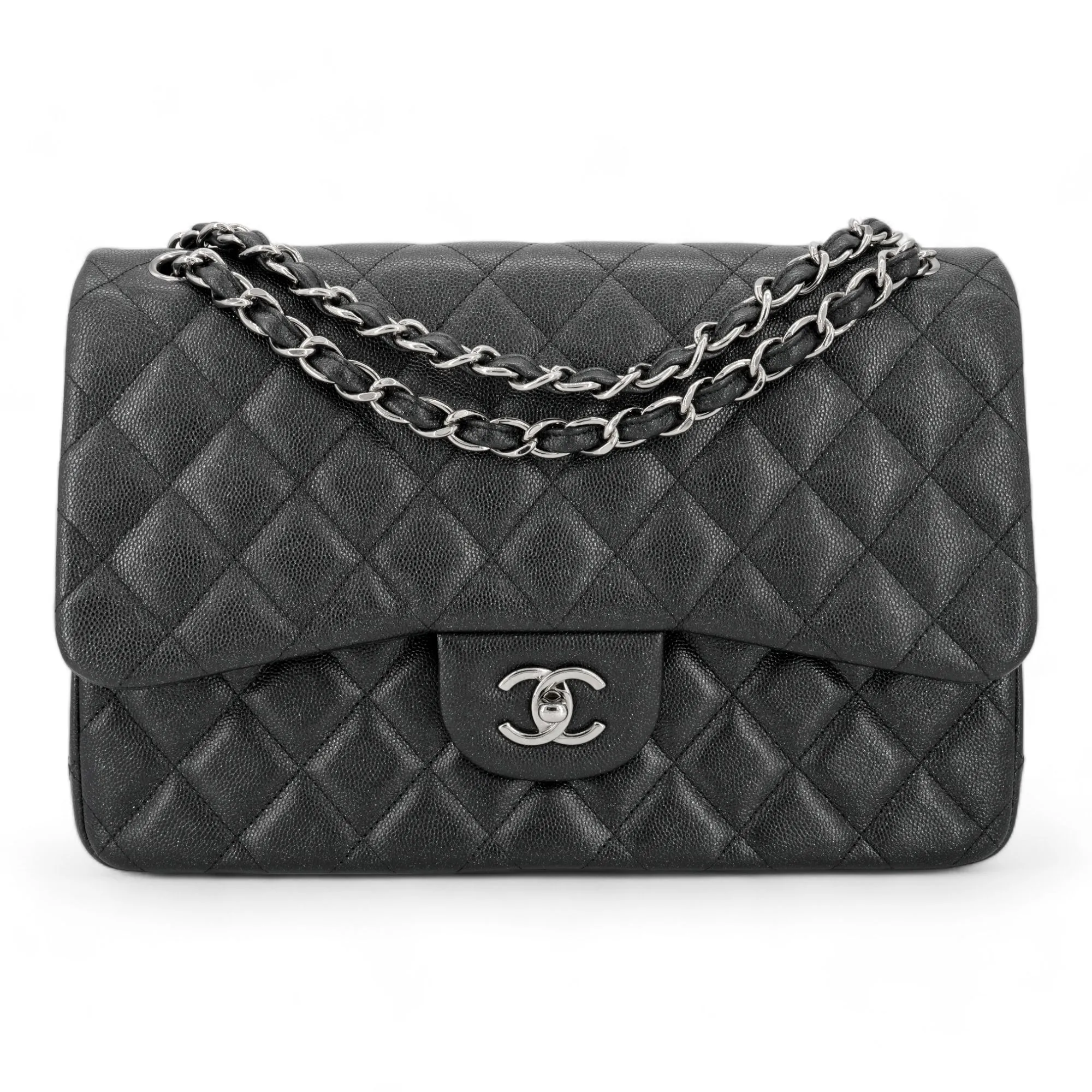 Jumbo Classic Double Flap Bag in 18C Iridescent Black Caviar