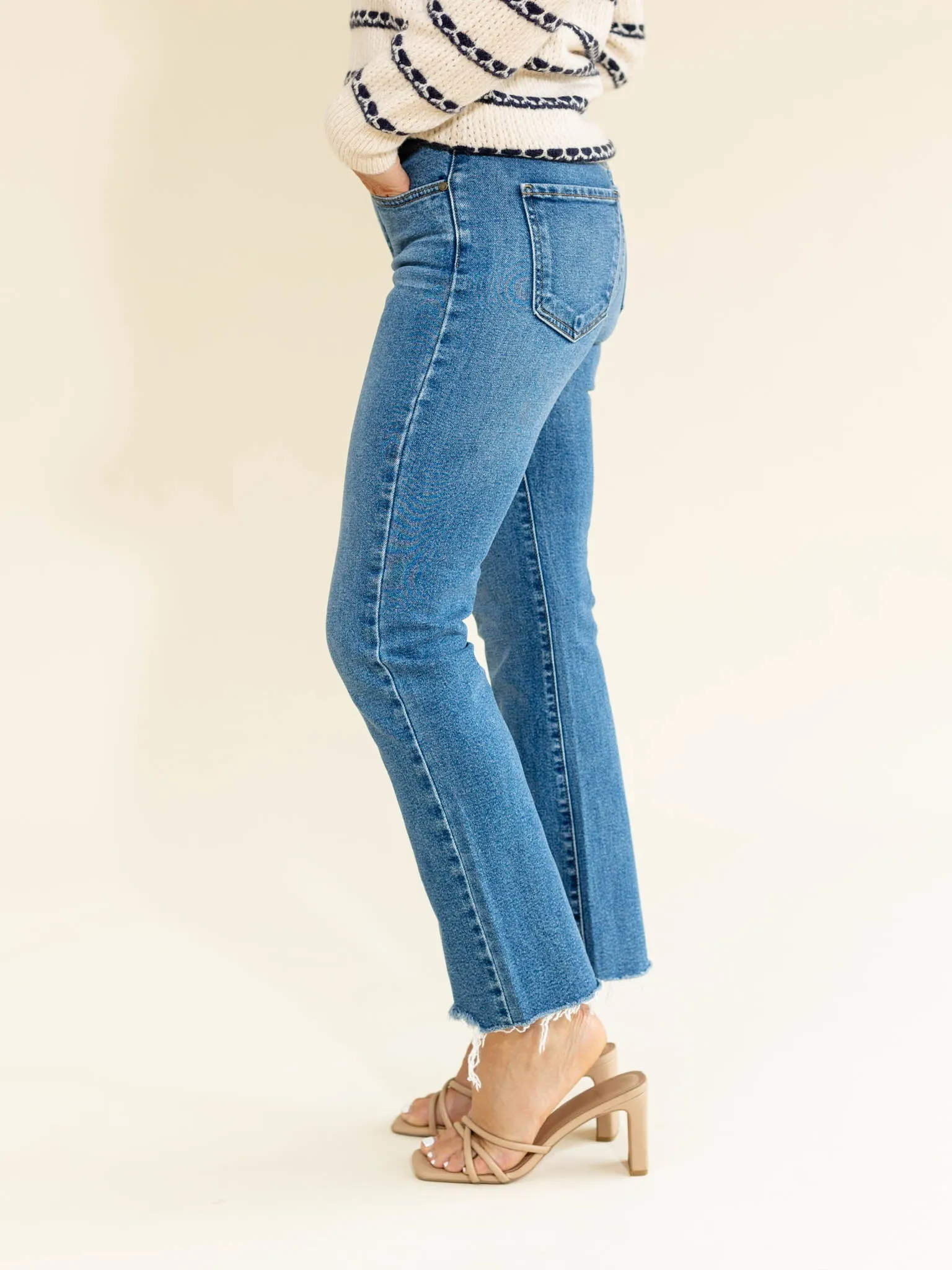 Just Black Medium Denim Vintage Cropped Flare