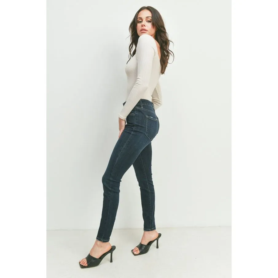 Just USA Dark Classic Super Skinny Mid Rise
