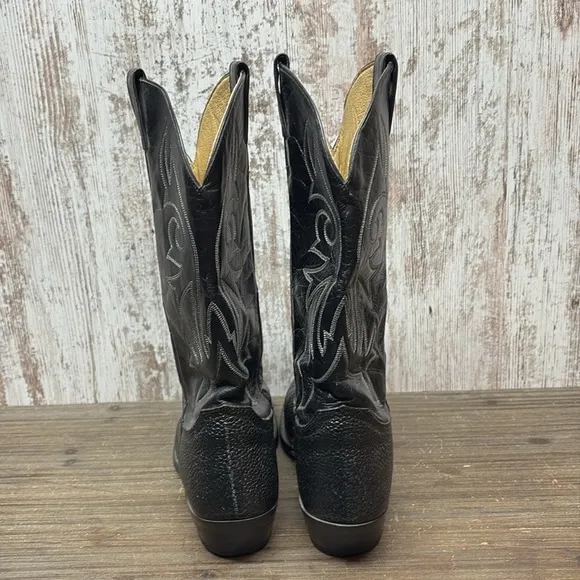 Justin Basics Black Cowboy Boots Size 10 EE