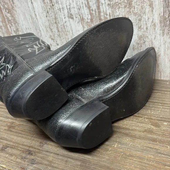 Justin Basics Black Cowboy Boots Size 10 EE