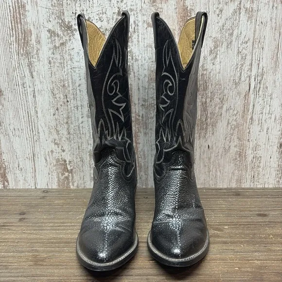 Justin Basics Black Cowboy Boots Size 10 EE