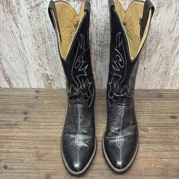 Justin Basics Black Cowboy Boots Size 10 EE