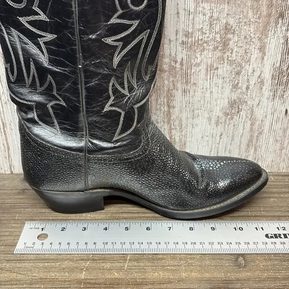 Justin Basics Black Cowboy Boots Size 10 EE