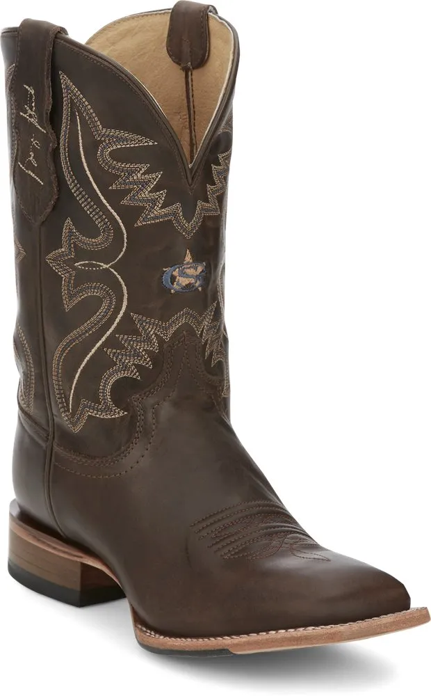 Justin Dillon Dark Expresso Cowhide Broad Square Toe Boots for Men
