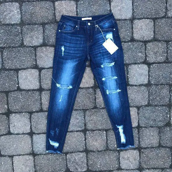 Kancan Dark Wash Distressed Skinny Jeans KC5056LD