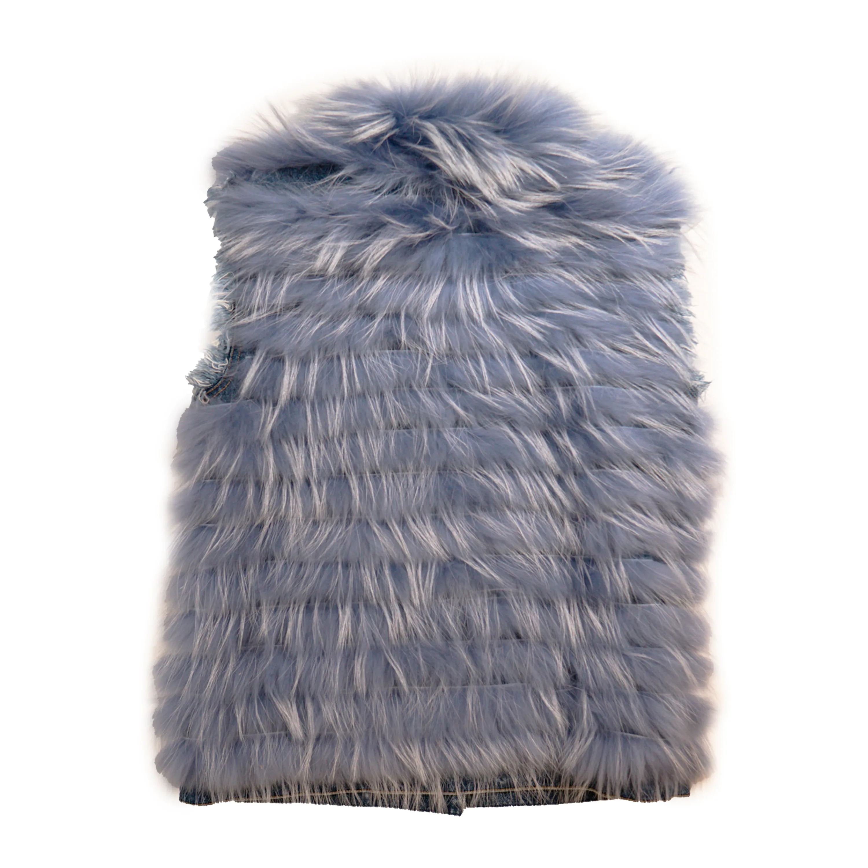 Kashani Women's Distressed Denim Fox Fur Vest