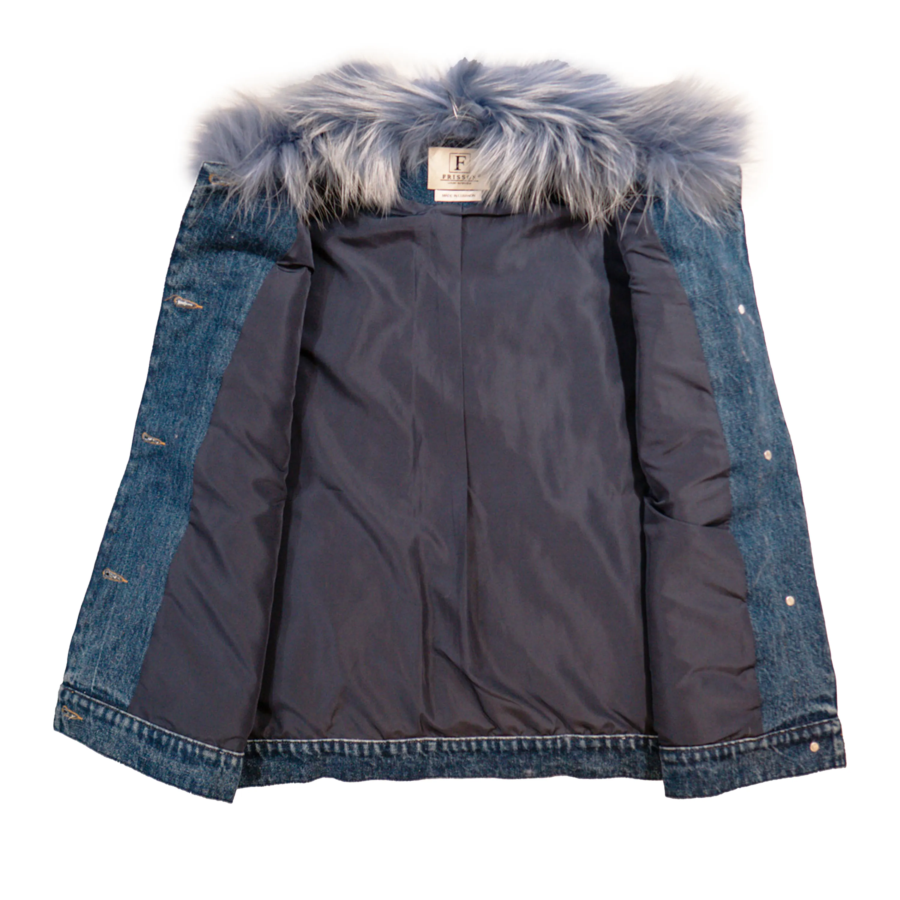 Kashani Women's Distressed Denim Fox Fur Vest