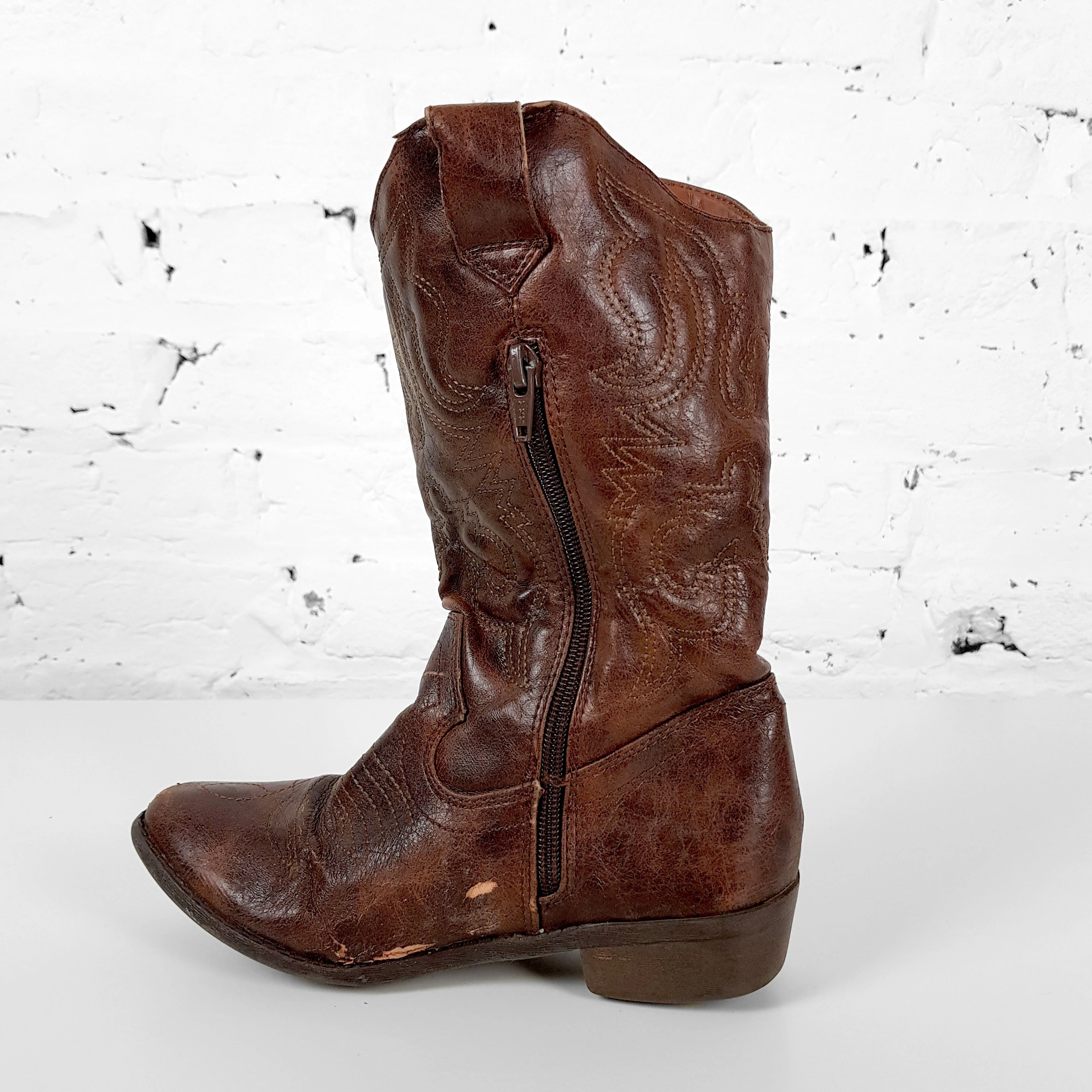 Kids Cowboy Boots - Brown - UK 2