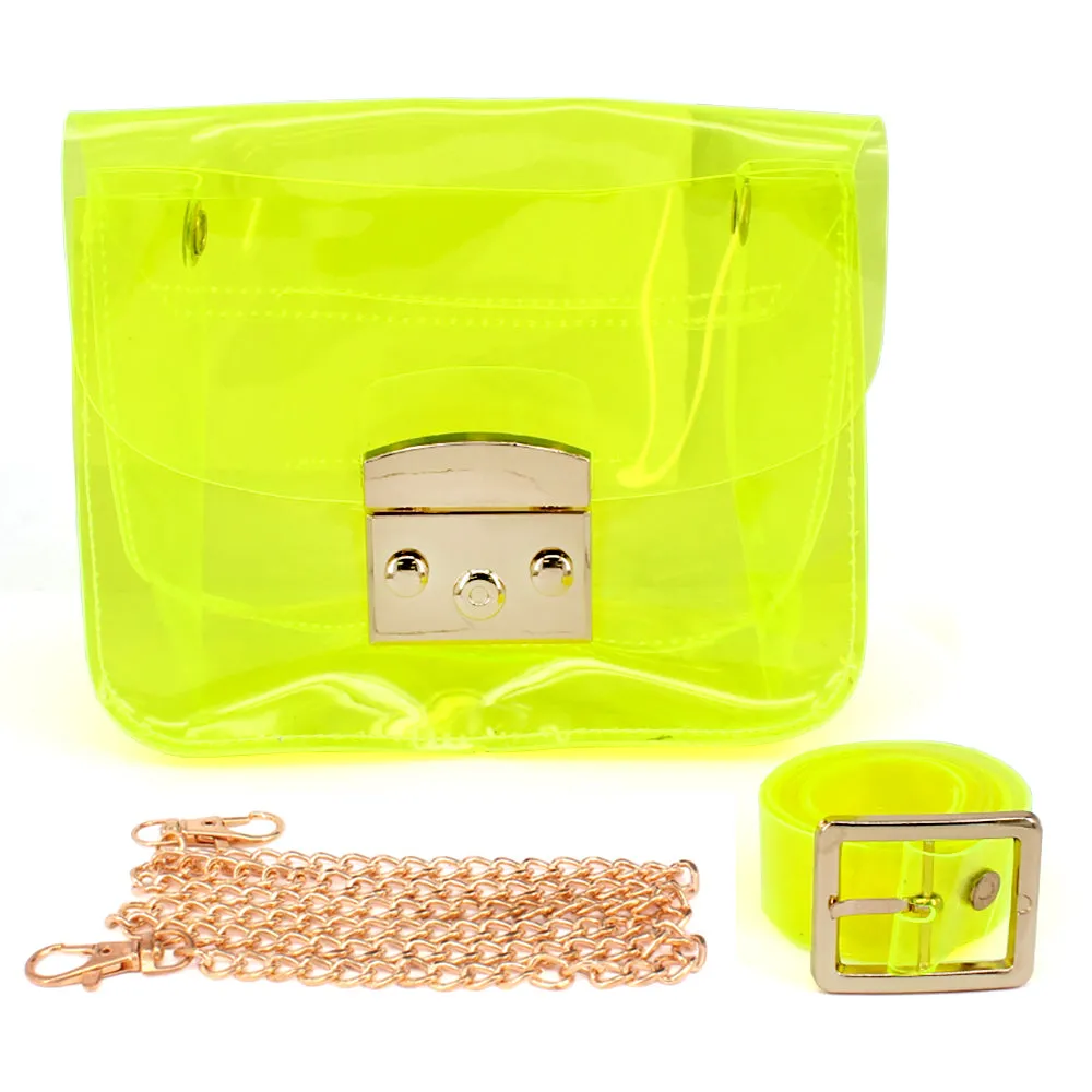 KM2852- CLEAR CHAIN CROSSBODY BAG