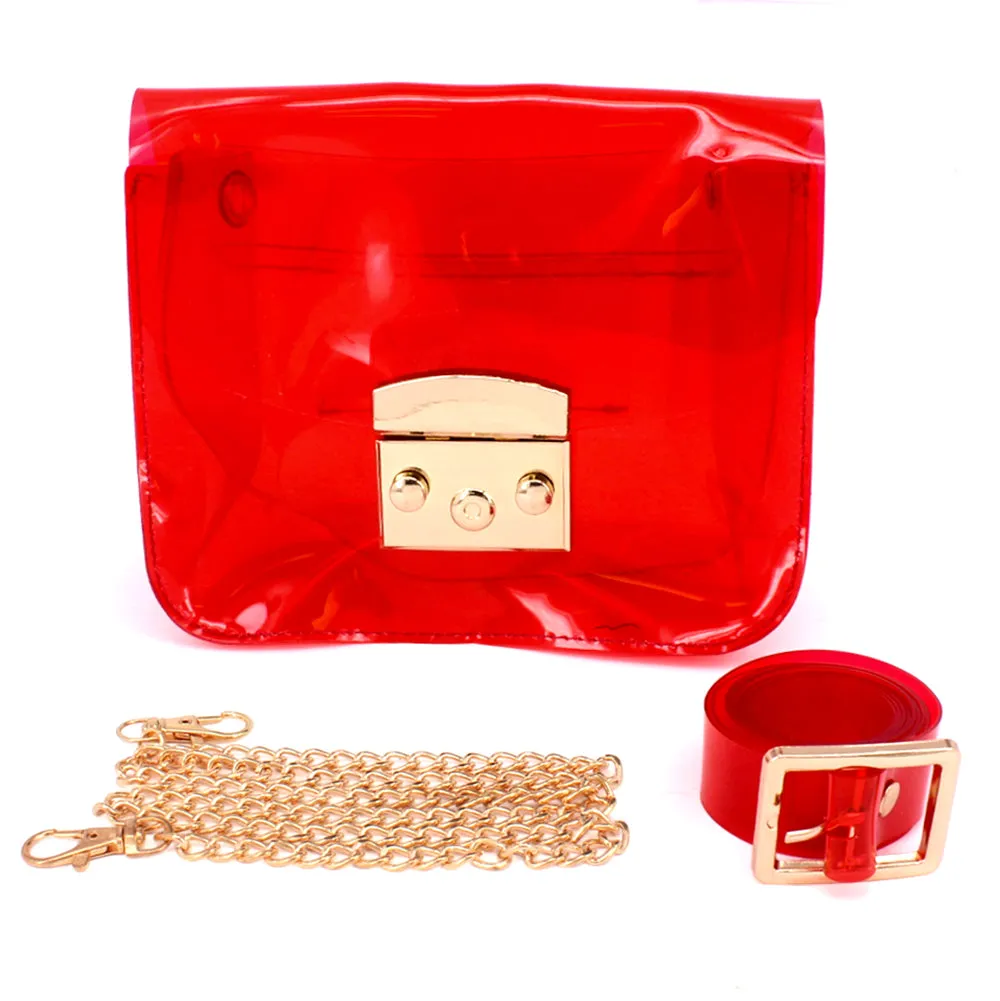 KM2852- CLEAR CHAIN CROSSBODY BAG