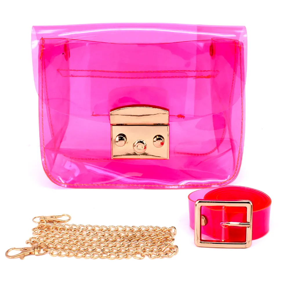 KM2852- CLEAR CHAIN CROSSBODY BAG