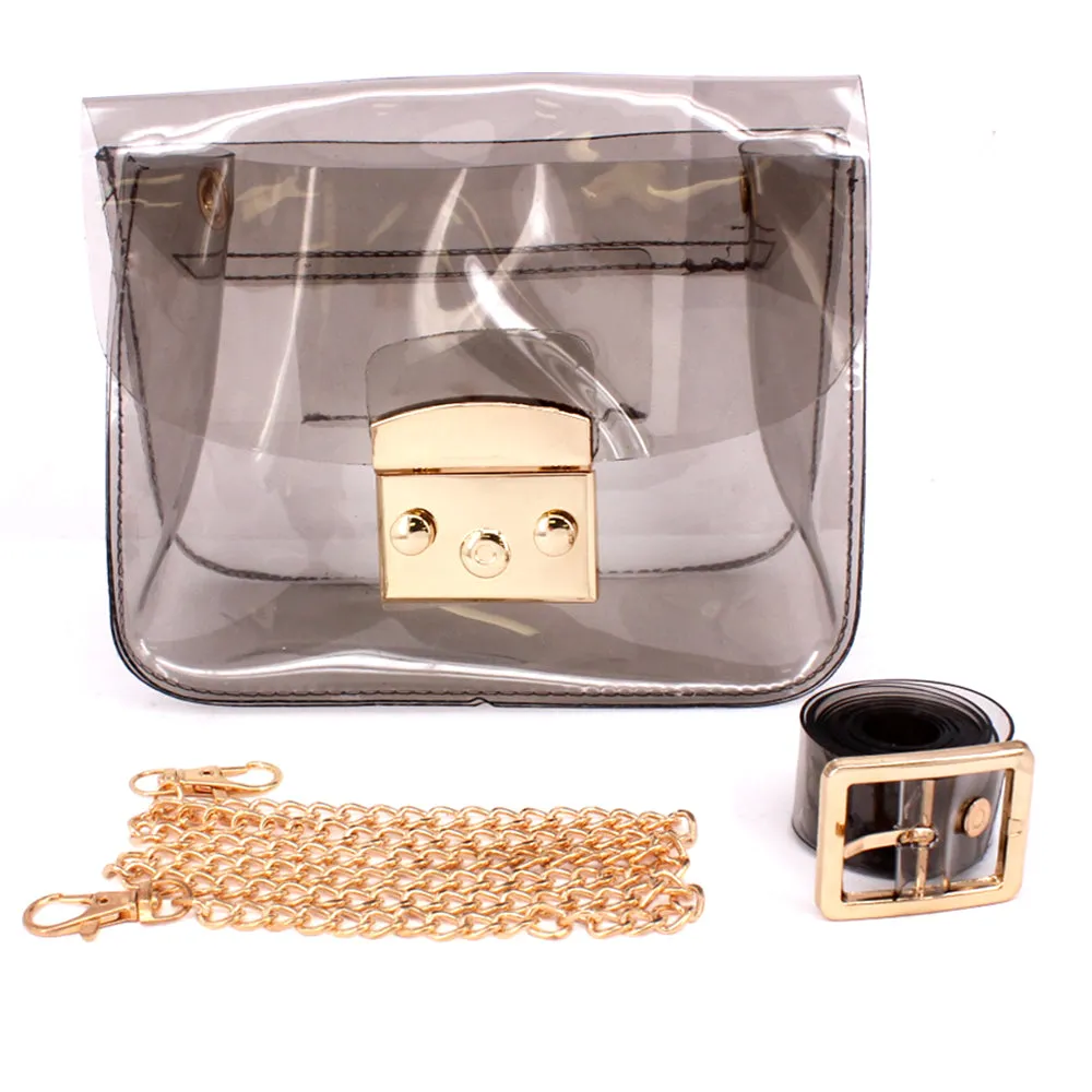 KM2852- CLEAR CHAIN CROSSBODY BAG