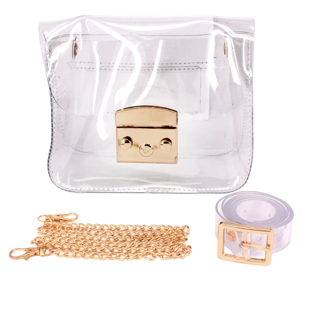 KM2852- CLEAR CHAIN CROSSBODY BAG