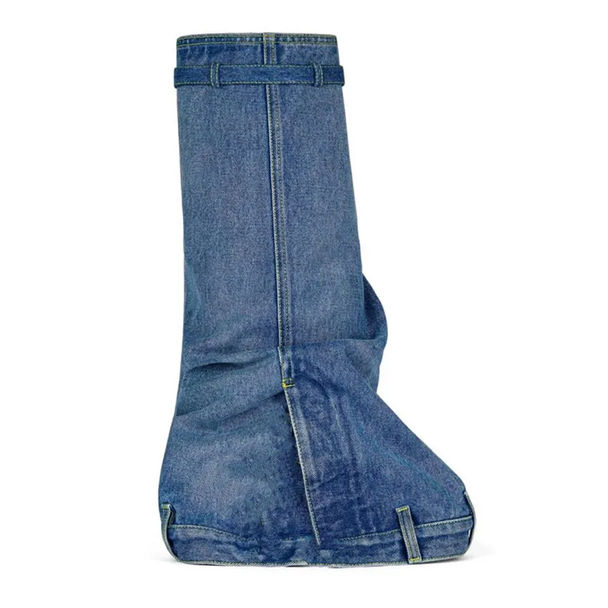Knee High Denim Sneaker Boots