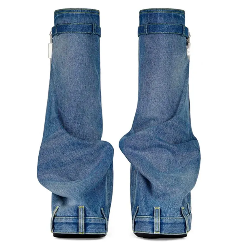 Knee High Denim Sneaker Boots