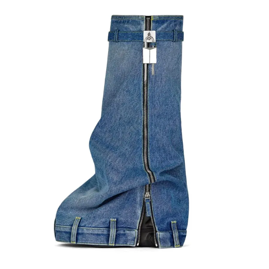 Knee High Denim Sneaker Boots