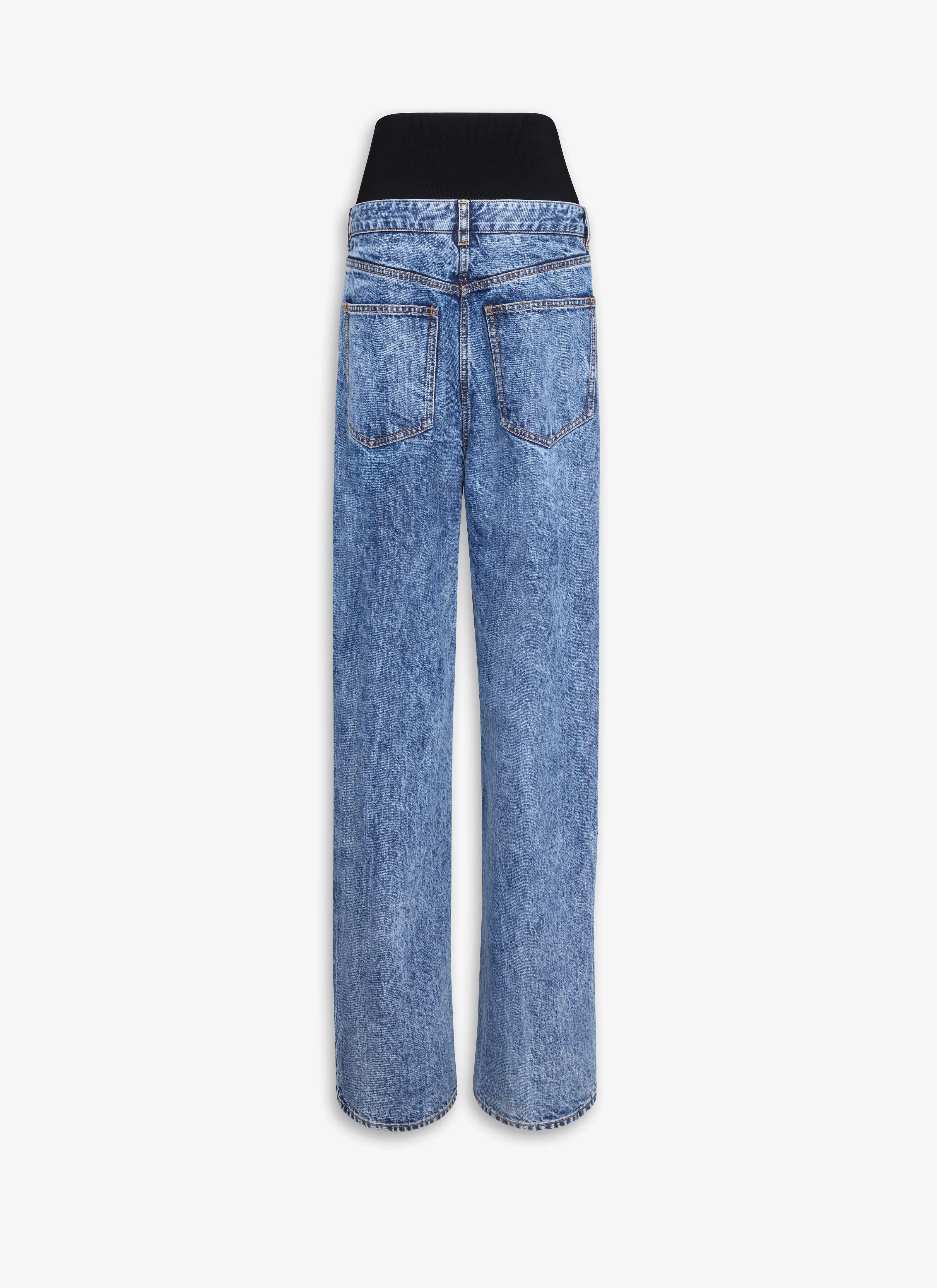 Knit Band Jeans In Snow Denim