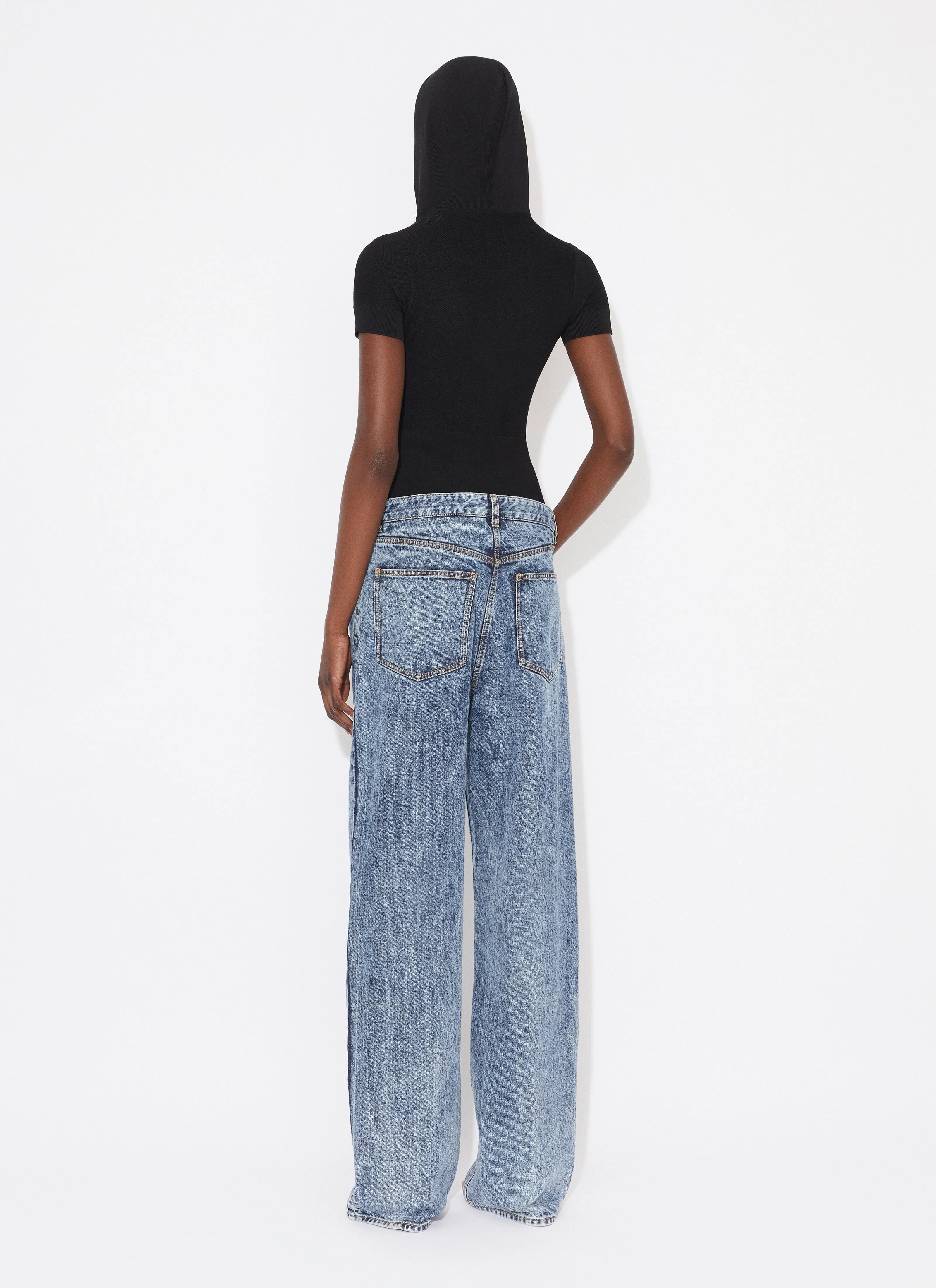 Knit Band Jeans In Snow Denim