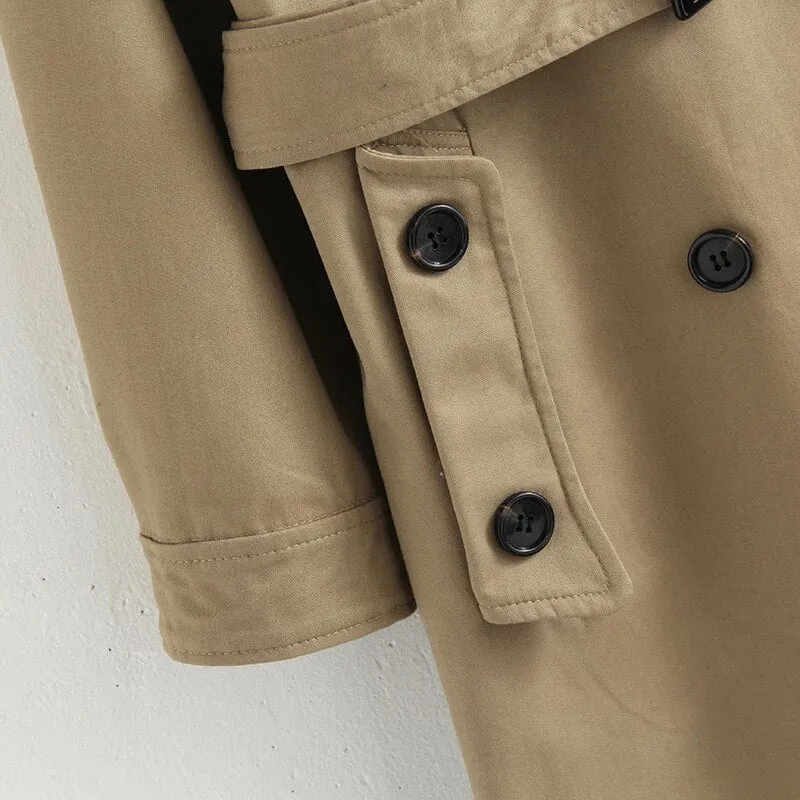 Korean Style Long Khaki Red Trench Coat