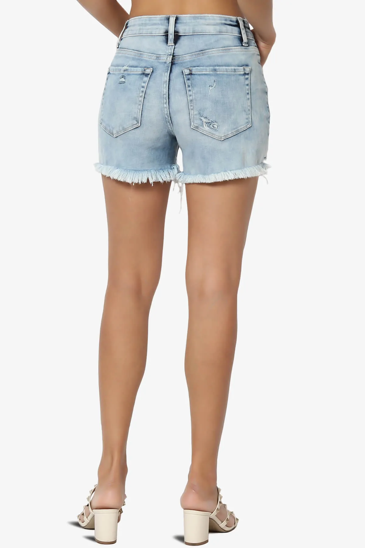 Lando High Waisted Distressed Denim Shorts