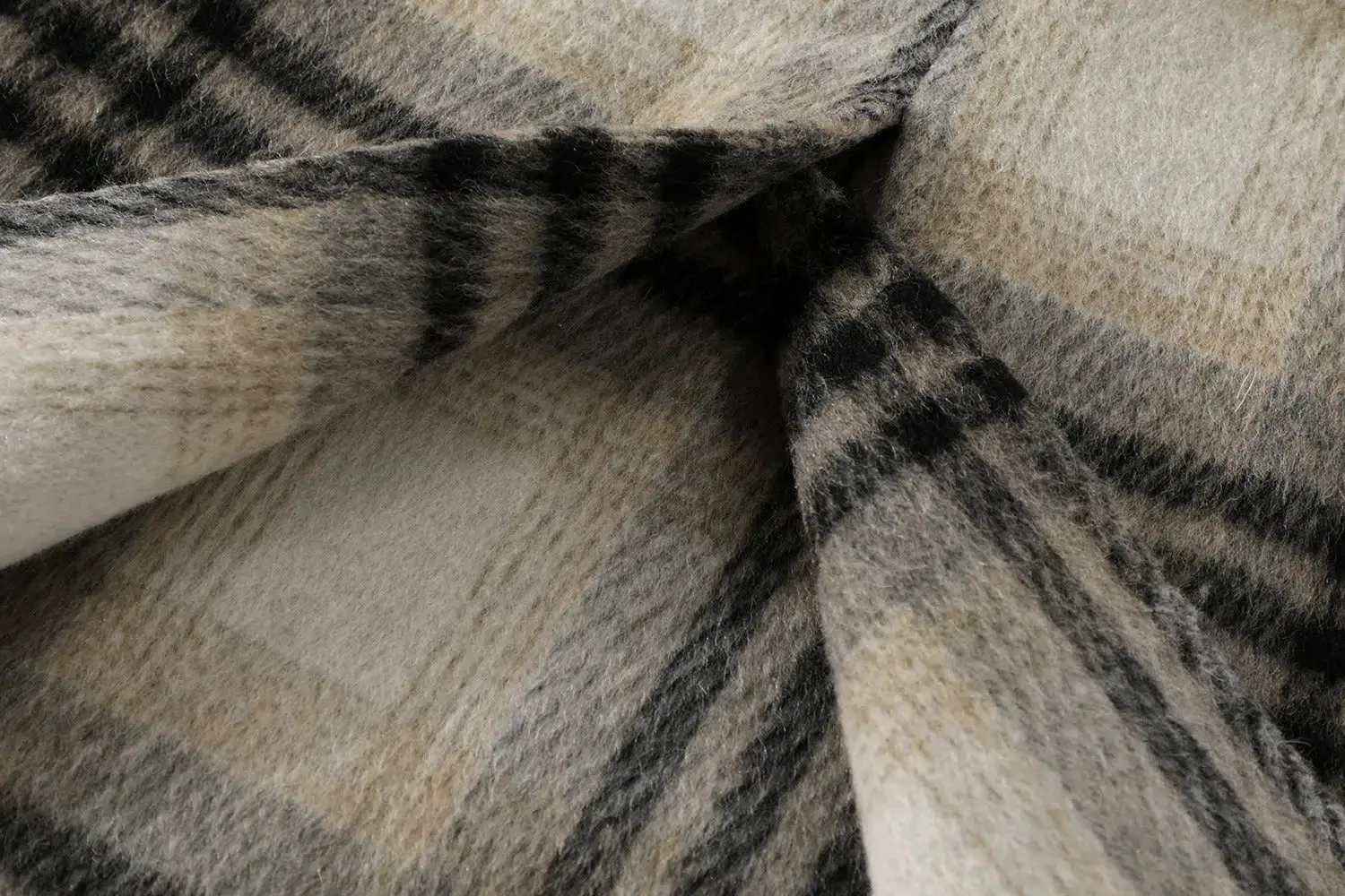 Lapel Collar Plaid Wool Coat