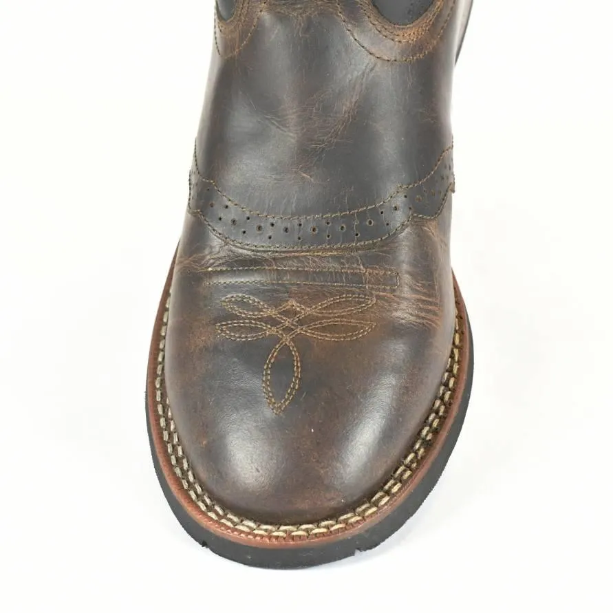 Laredo Round Toe Roper Cowboy Boot-Brown Leather-Men's  4-25