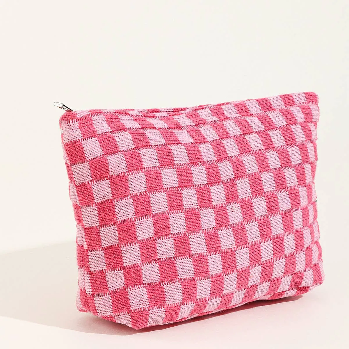 LARGE PLAID WASH BAG COSMETIC BAG_CWAB1034: Blue / (OS) 1