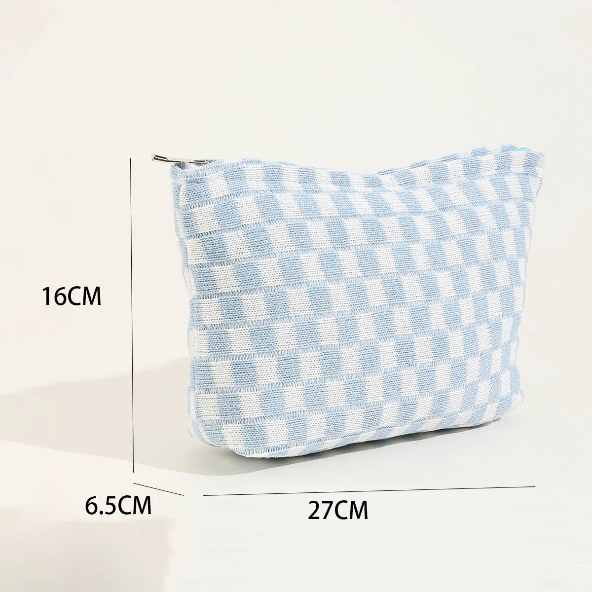 LARGE PLAID WASH BAG COSMETIC BAG_CWAB1034: Blue / (OS) 1
