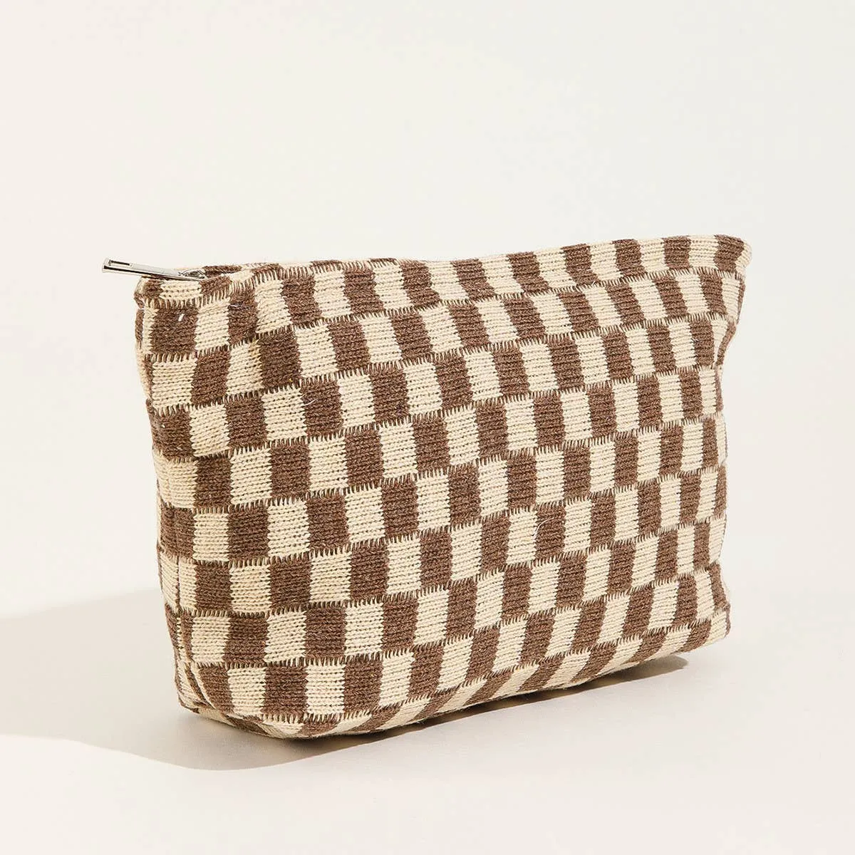 LARGE PLAID WASH BAG COSMETIC BAG_CWAB1034: Blue / (OS) 1