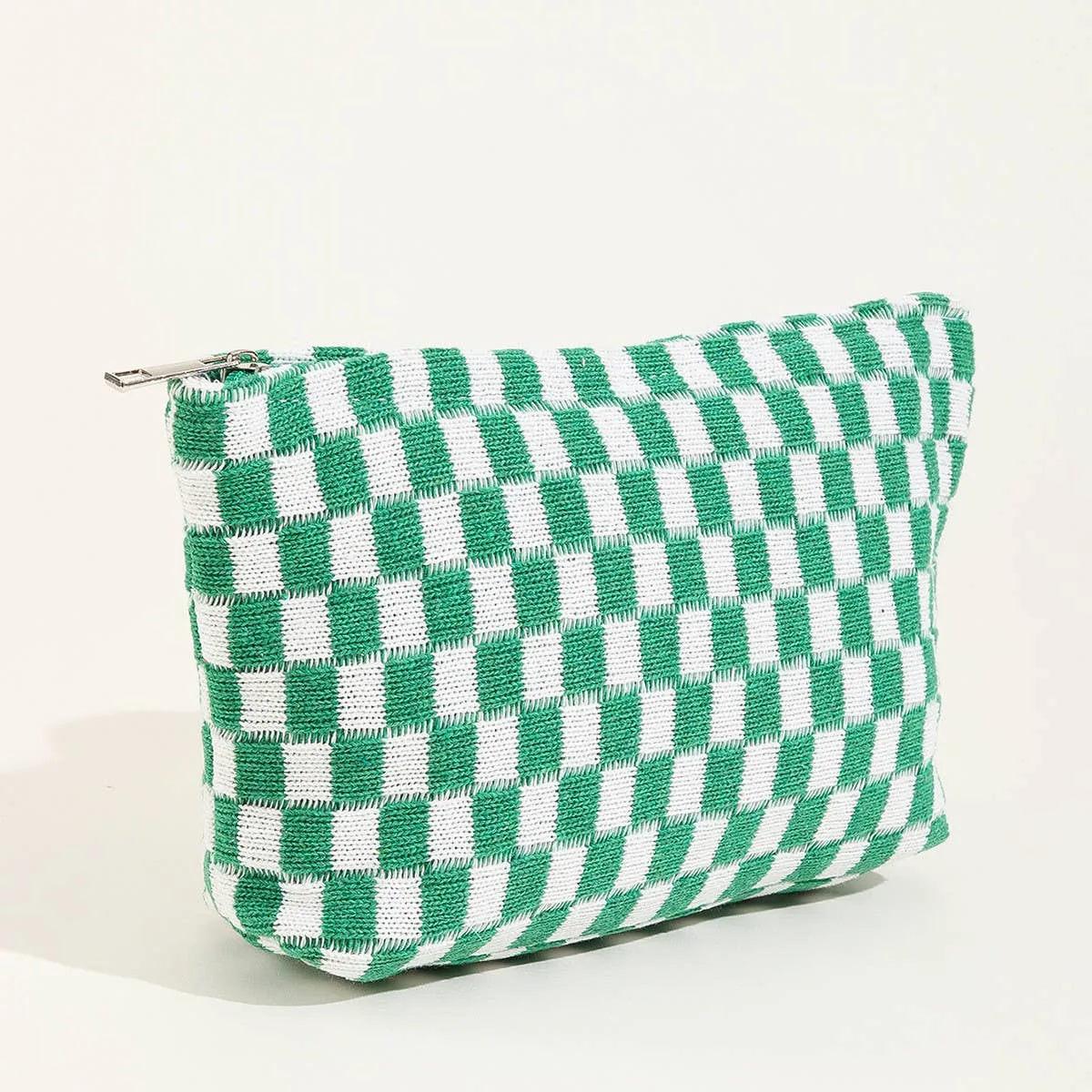 LARGE PLAID WASH BAG COSMETIC BAG_CWAB1034: Blue / (OS) 1