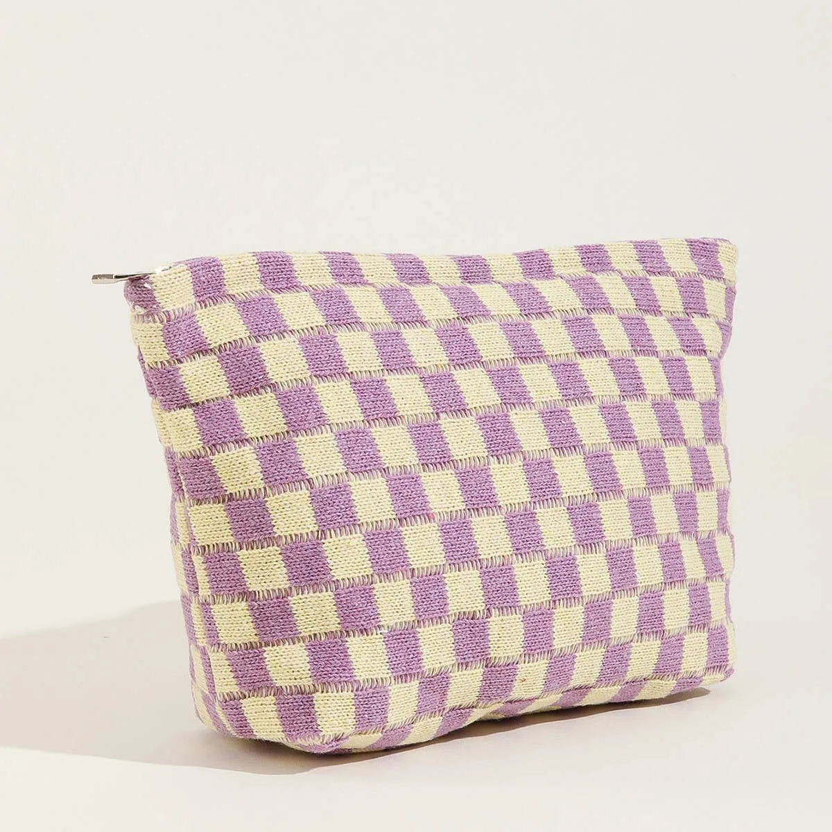 LARGE PLAID WASH BAG COSMETIC BAG_CWAB1034: Blue / (OS) 1