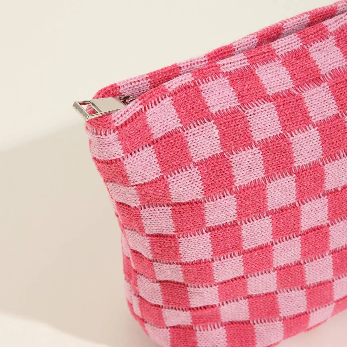 LARGE PLAID WASH BAG COSMETIC BAG_CWAB1034: Blue / (OS) 1